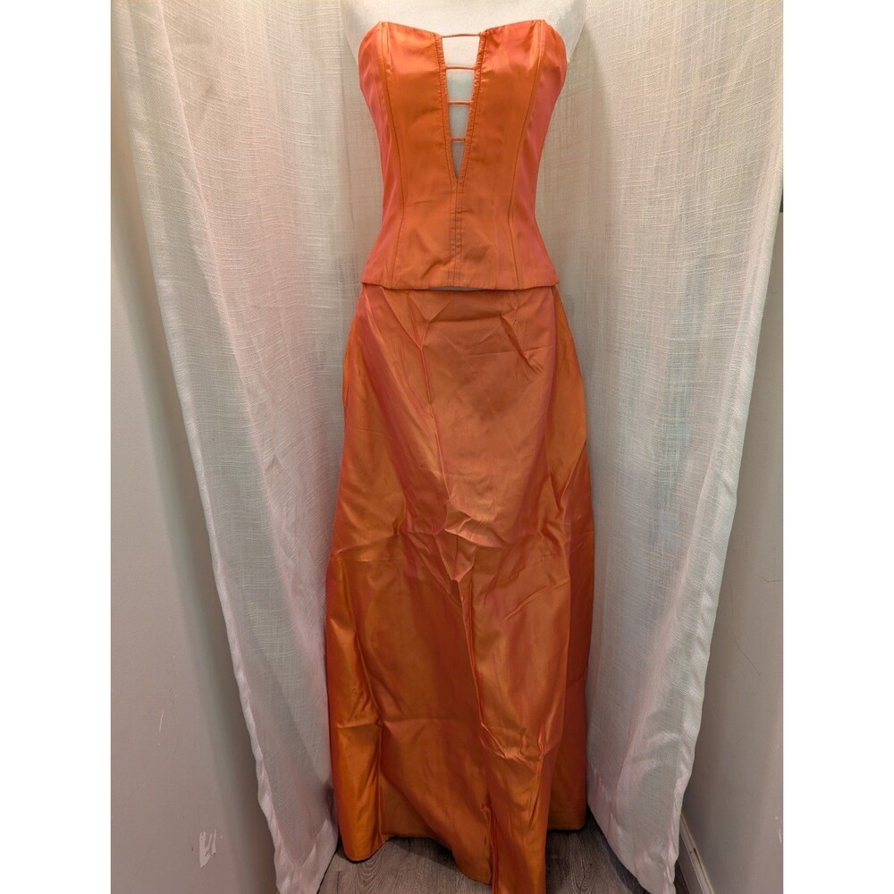 Vintage Gunne Sax Jessica McClintock Orange/Peach Corset Maxi Dress Size 4/6